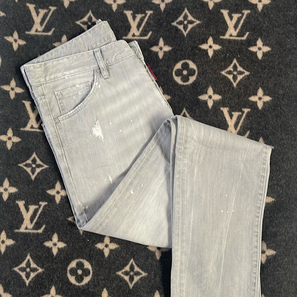 EUC men’s Dsquared grey jeans distressed with some graffiti